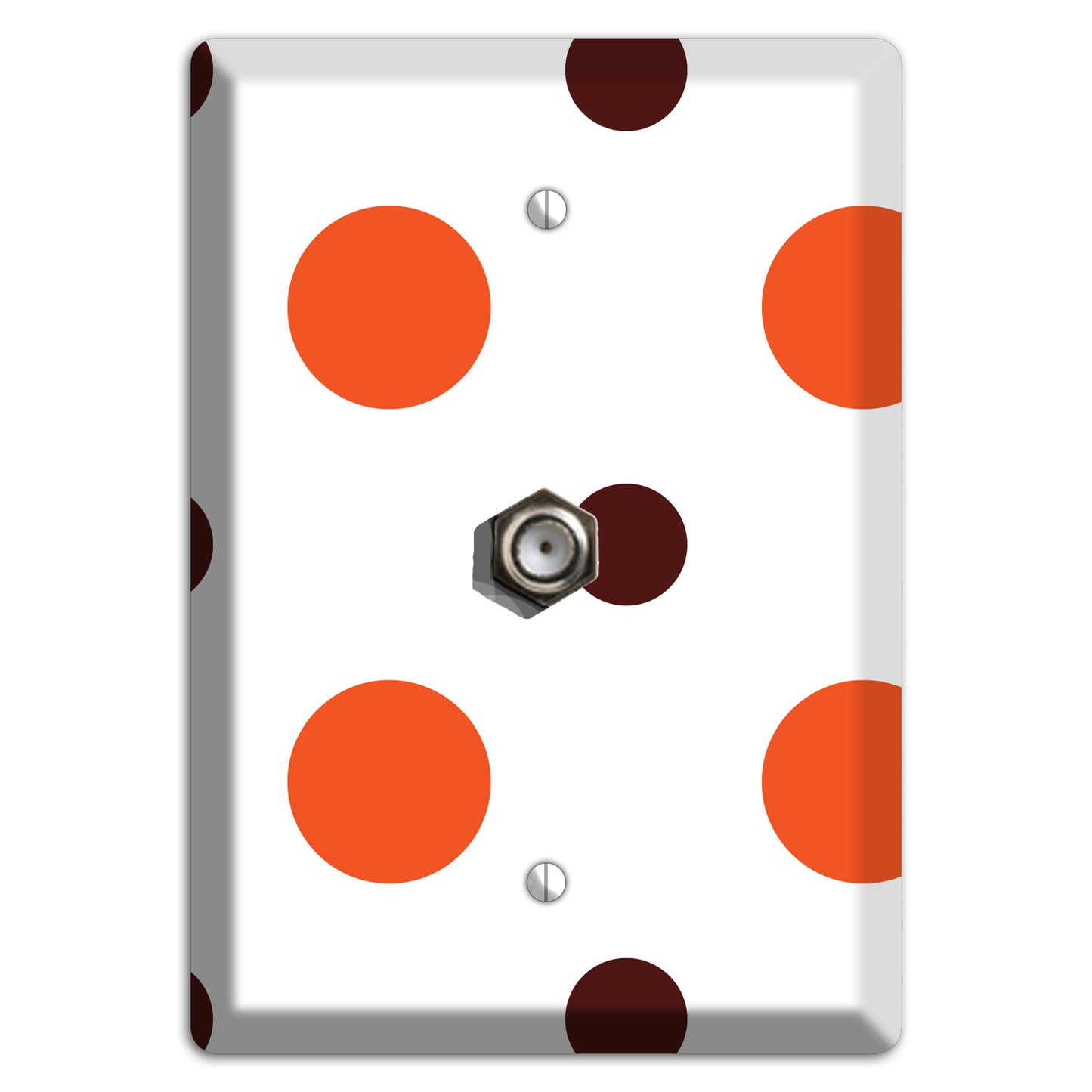 Coral and Brown Multi Medium Polka Dots Cable Wallplate