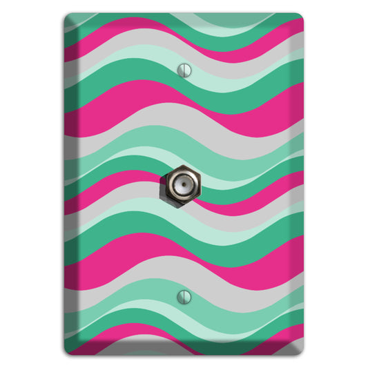 Grey Fuschia and Multi Aqua Retro Waves Cable Wallplate