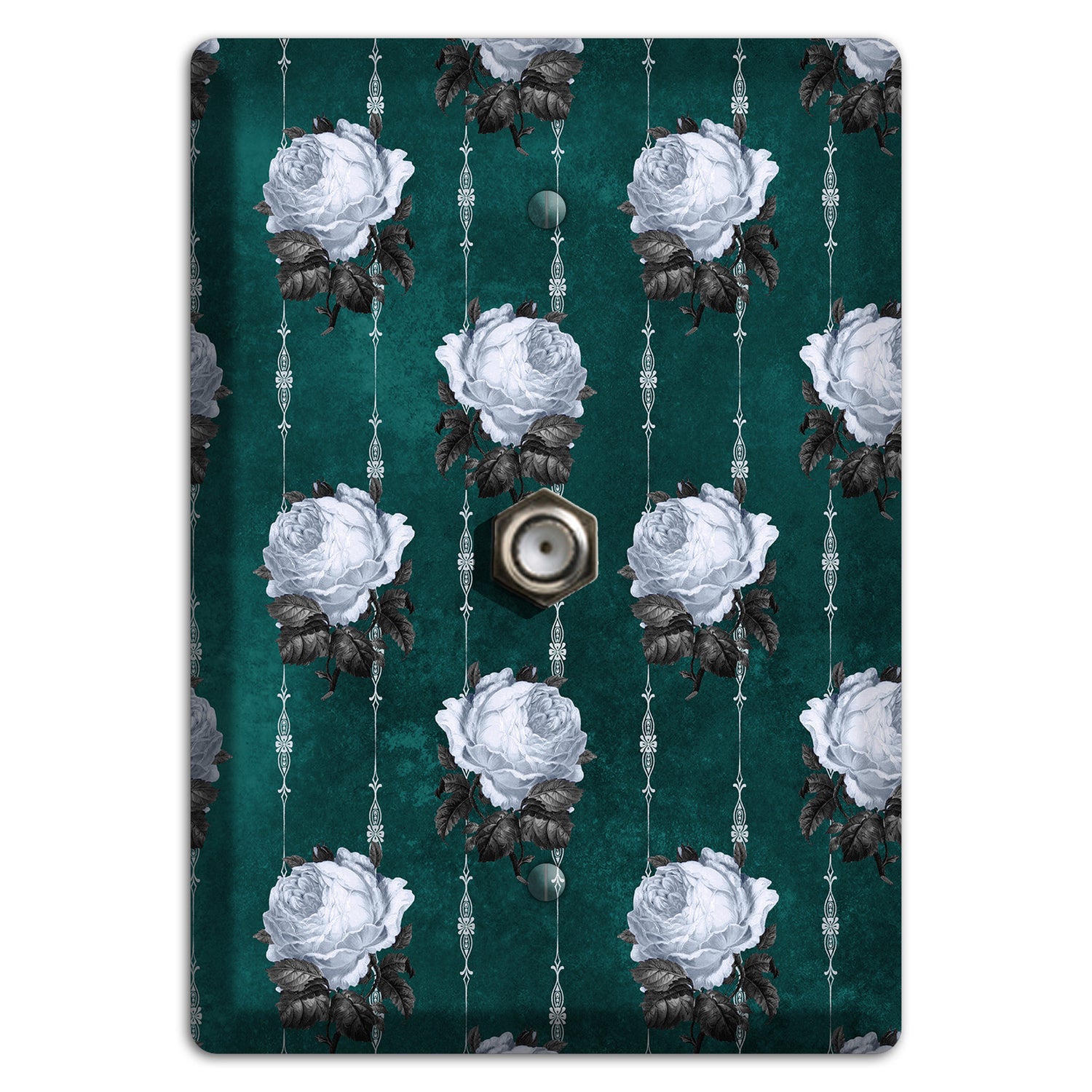 Dramatic Floral Teal Cable Wallplate