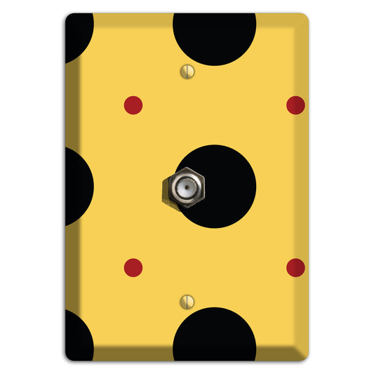 Yellow with Black and Red Multi Tiled Medium Dots Cable Wallplate