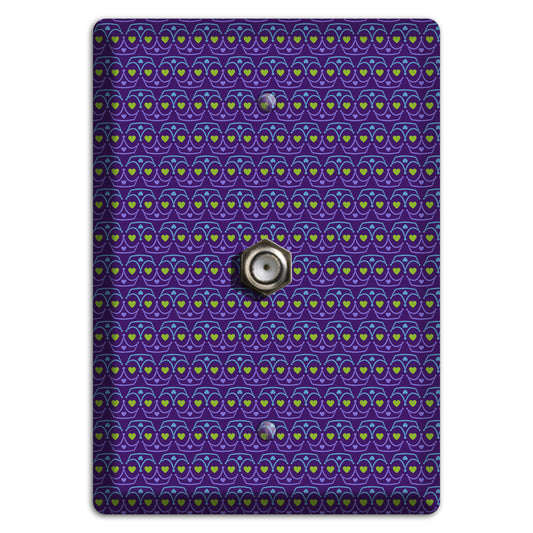 Purple Blue and Green Geometric Hearts Cable Wallplate