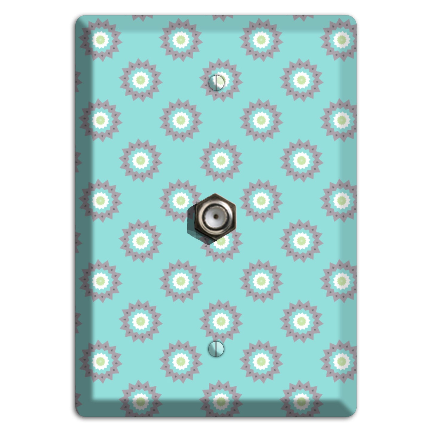 Turquoise with Suzani Dots Cable Wallplate