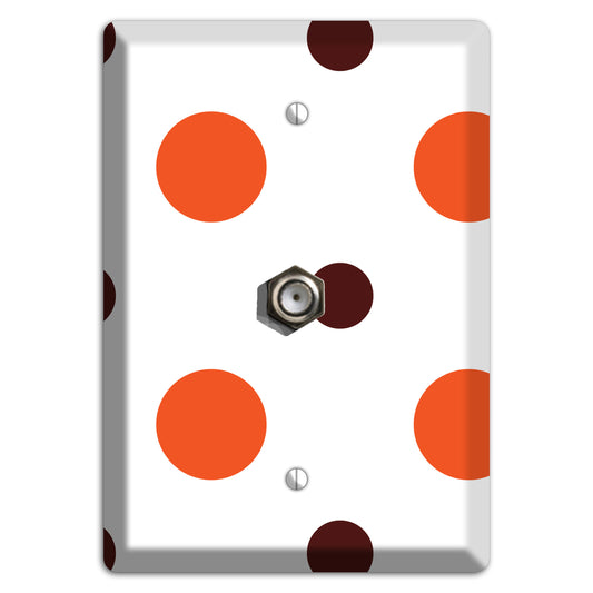 Coral and Brown Multi Medium Polka Dots 2 Cable Wallplate