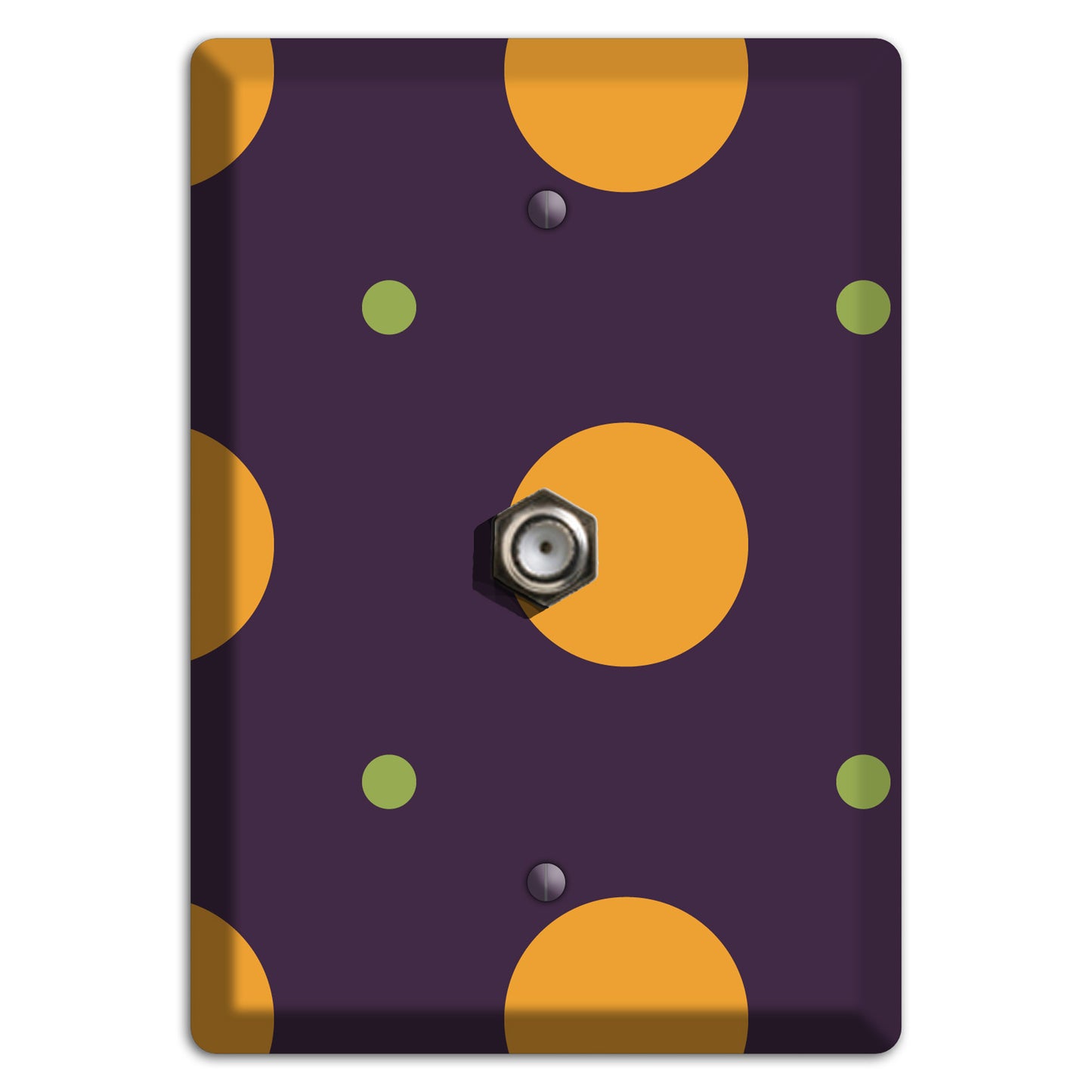 Eggplant with Orange and Lime Multi Tiled Medium Dots Cable Wallplate