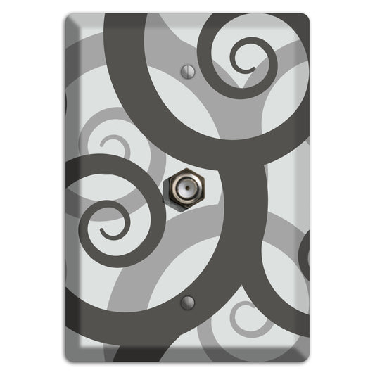 Grey with Black Large Swirl Cable Wallplate