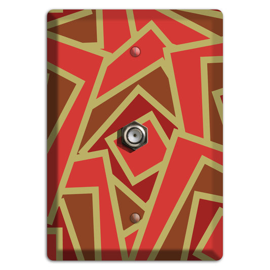 Red and Brown Retro Cubist Cable Wallplate