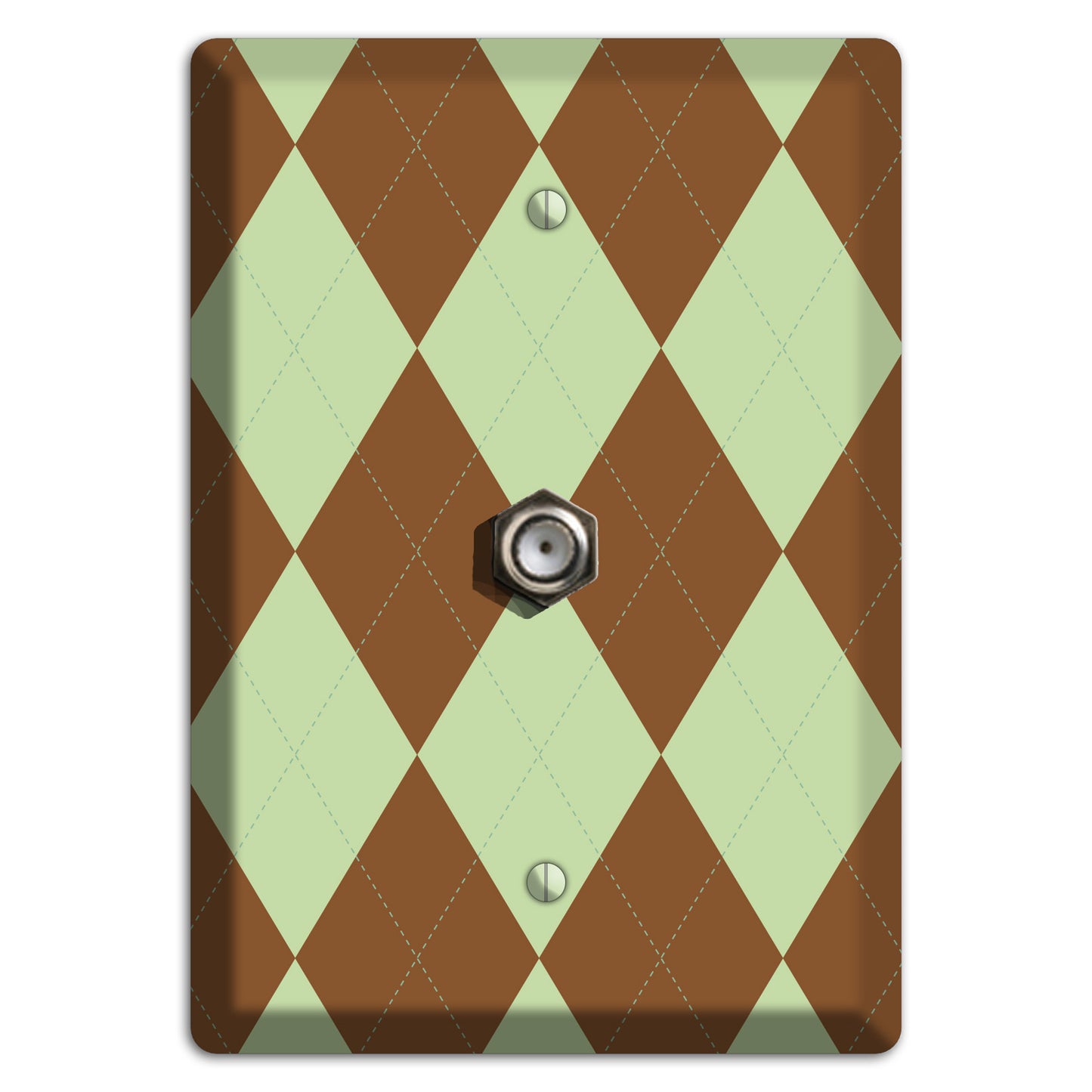 Brown and Green Argyle Cable Wallplate