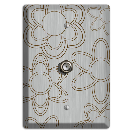 Retro Floral Contour  Stainless Cable Wallplate