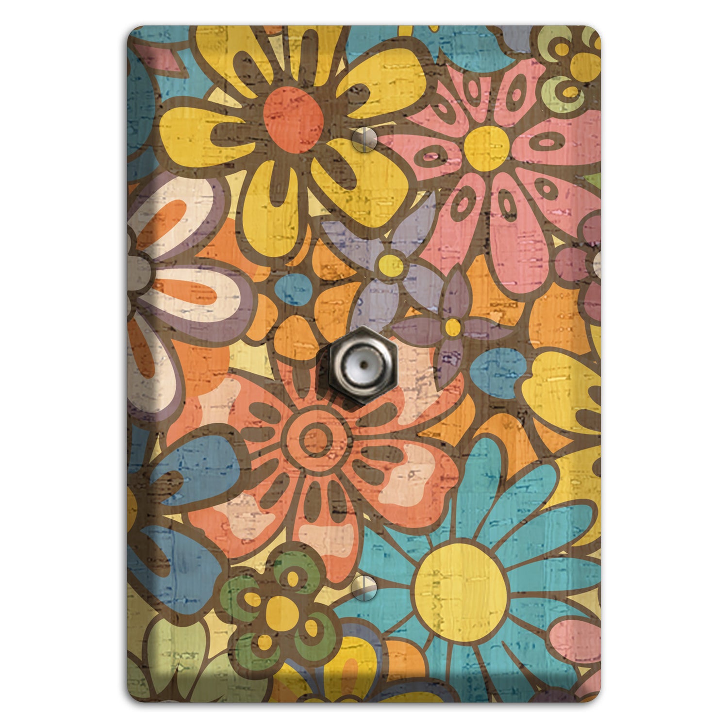 Flower Power Cork Cable Wallplate