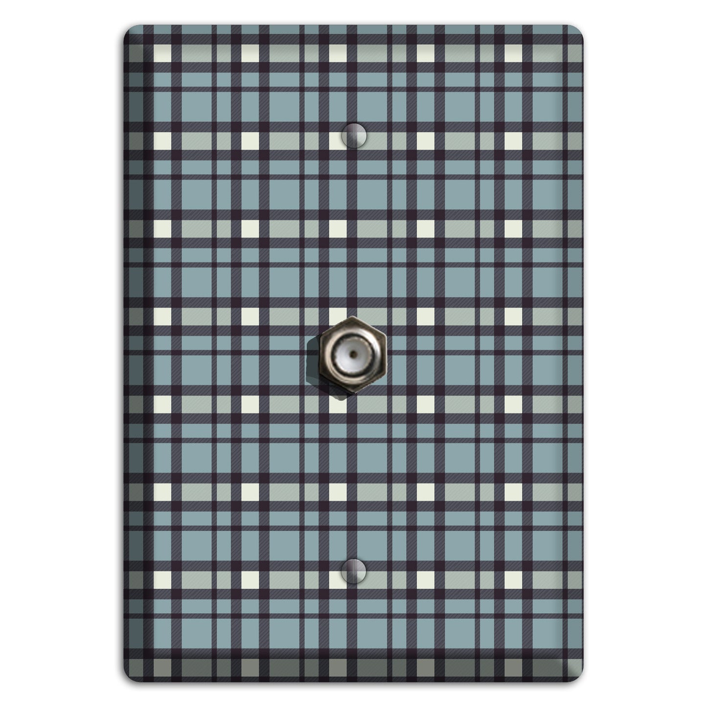 Dusty Blue Plaid Cable Wallplate