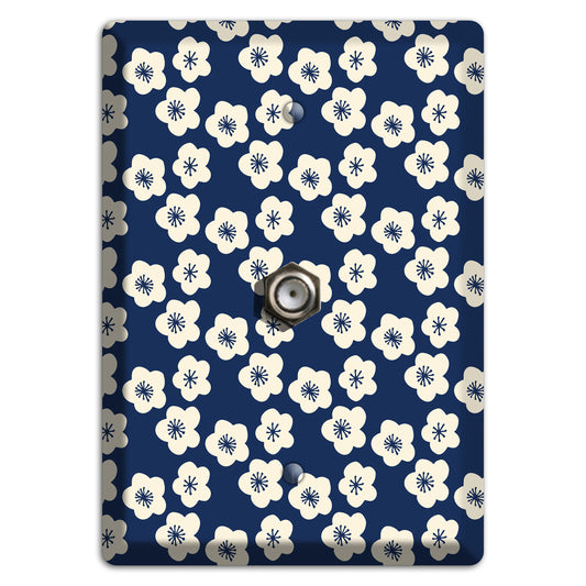 Navy Blossoms Cable Wallplate