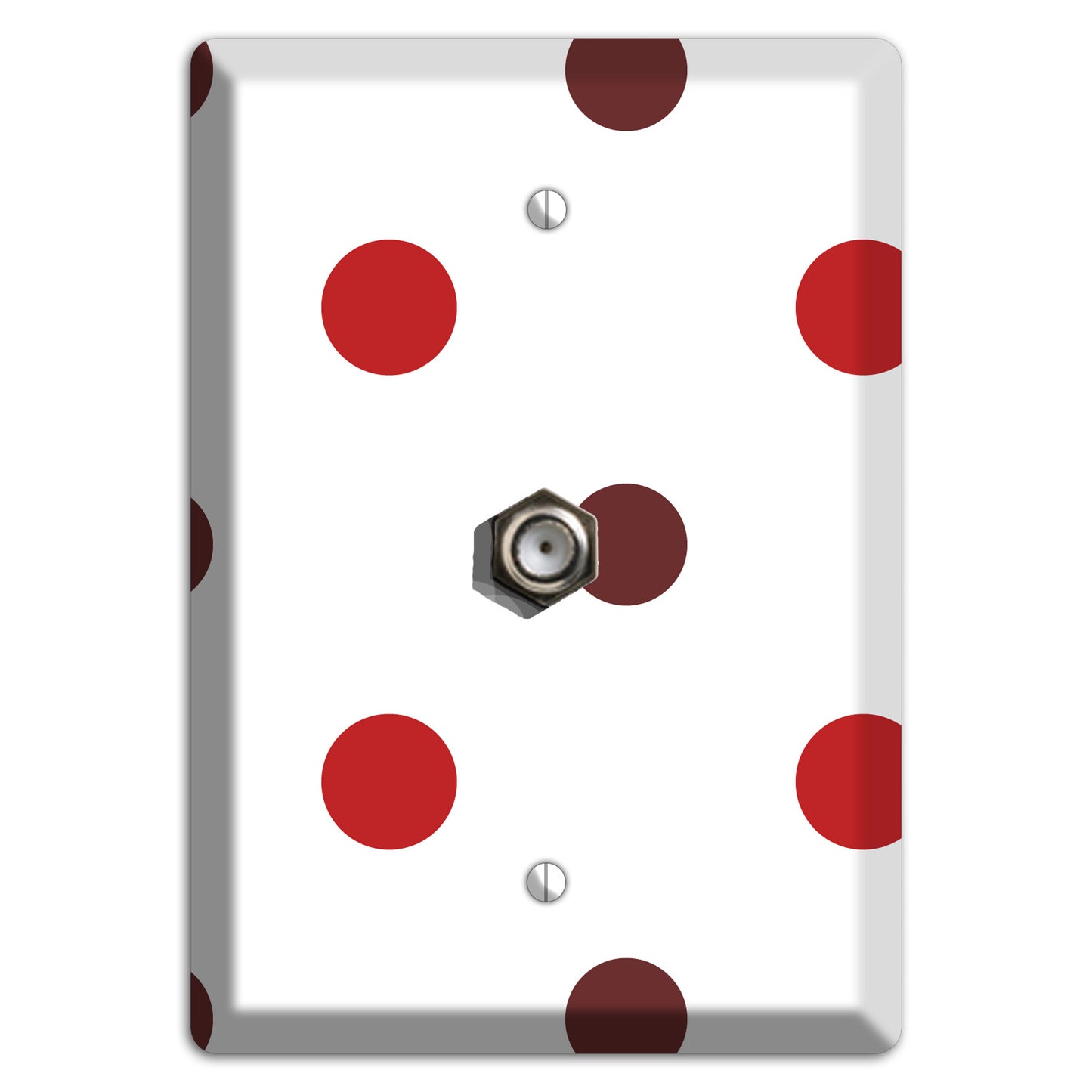 Red and Brown Medium Polka Dots Cable Wallplate