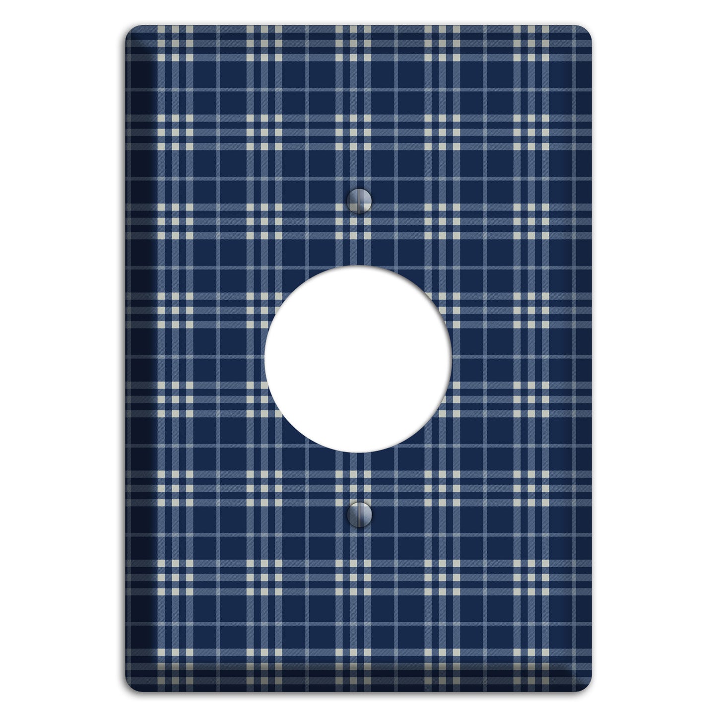 Blue and White Plaid Single Receptacle Wallplate