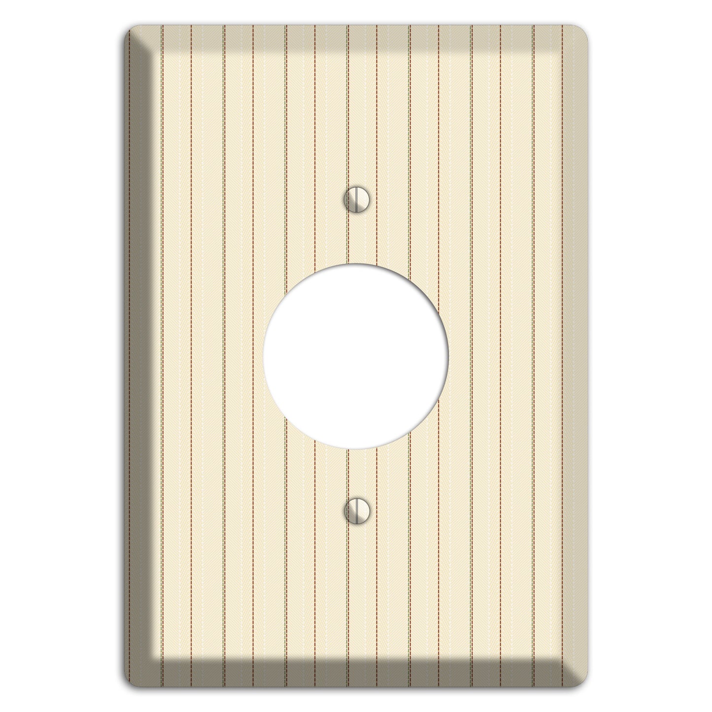 Off White Pinstripe Single Receptacle Wallplate