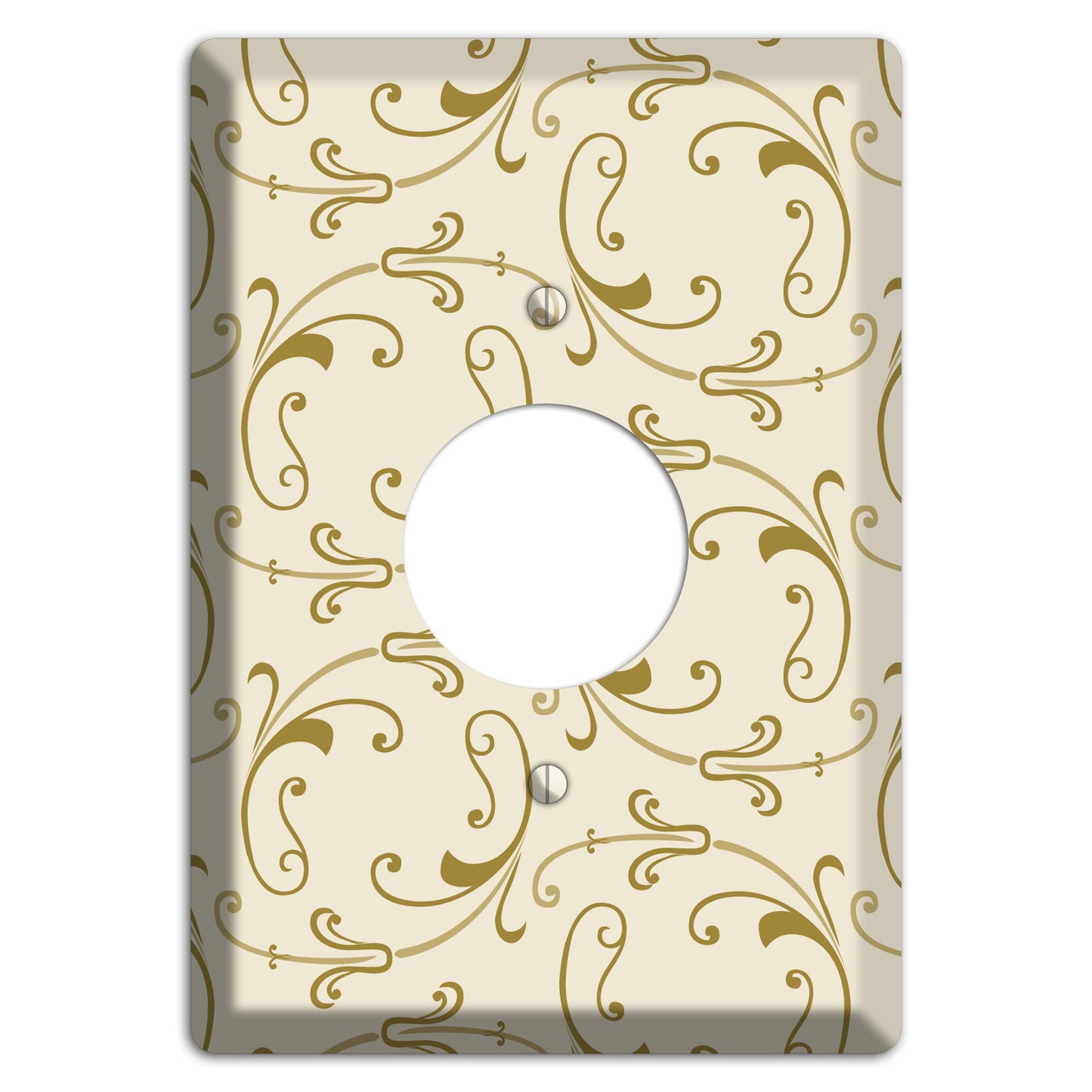 Off White with Gold Victorian Sprig Single Receptacle Wallplate