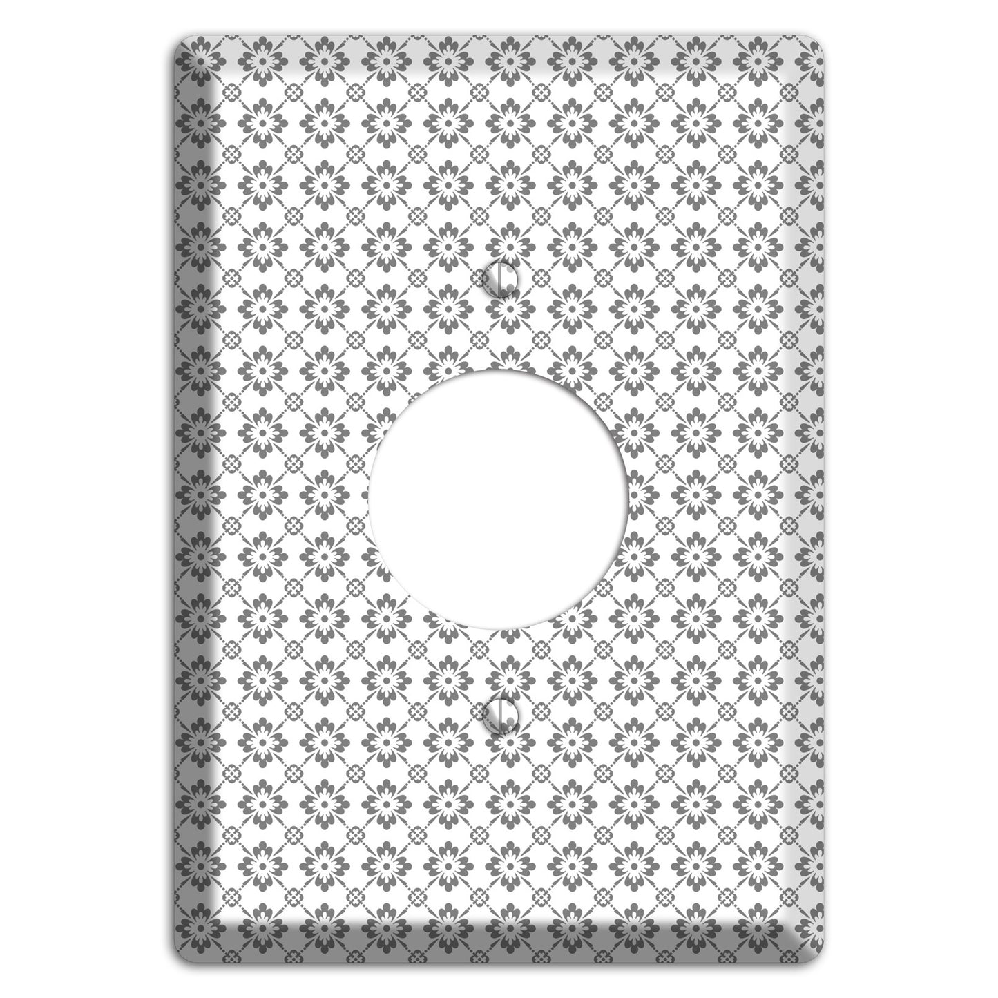 White with Grey Foulard Single Receptacle Wallplate