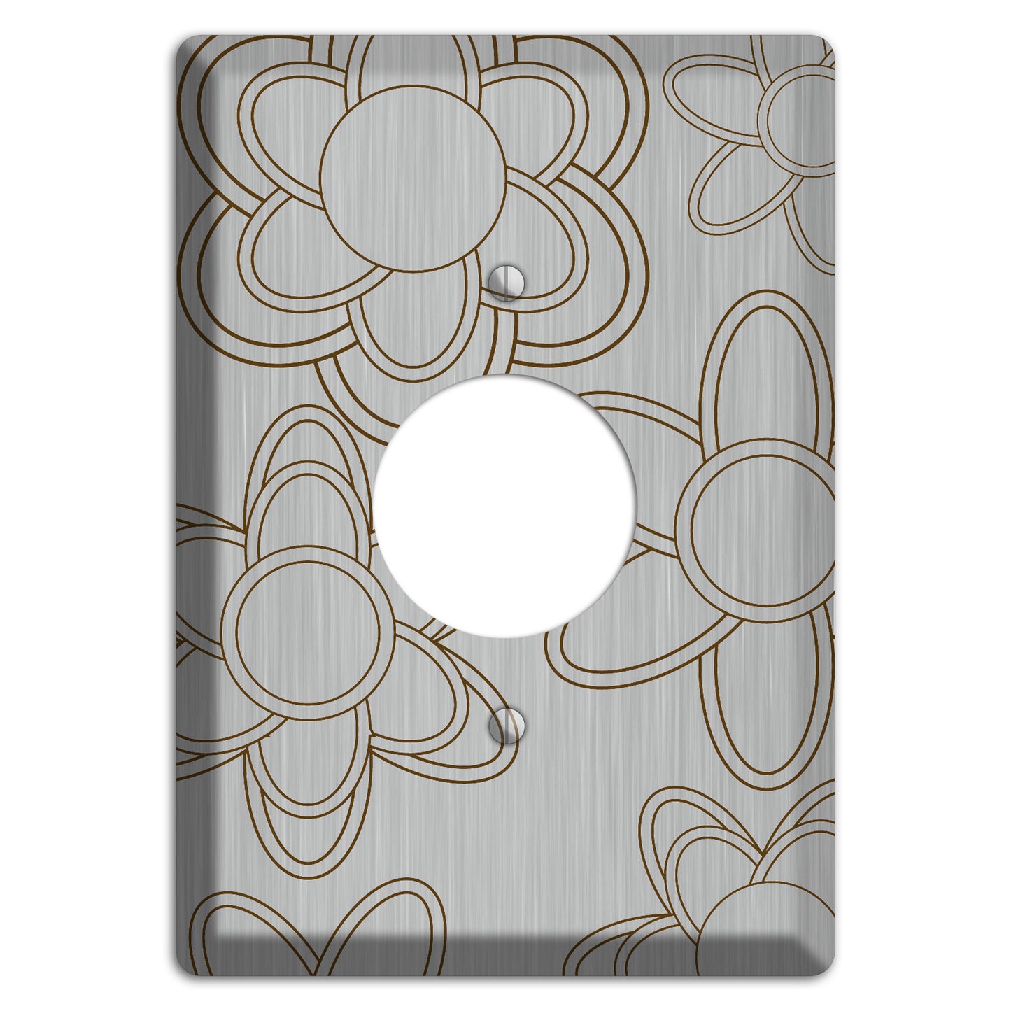 Retro Floral Contour  Stainless Single Receptacle Wallplate