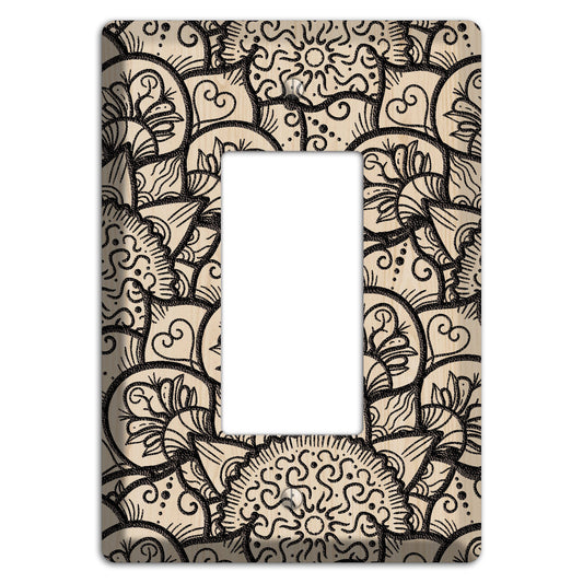 Mandala Black and White Style N Wood Lasered Rocker Wallplate