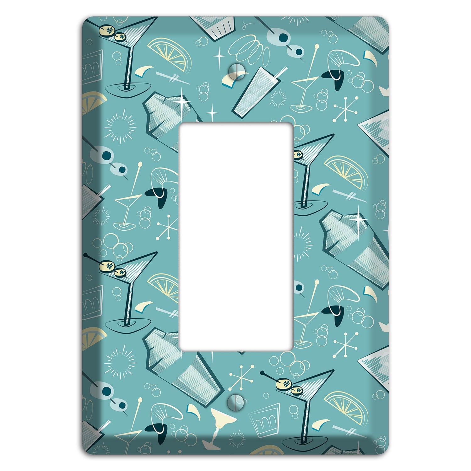 Retro Cocktails Teal Rocker Wallplate