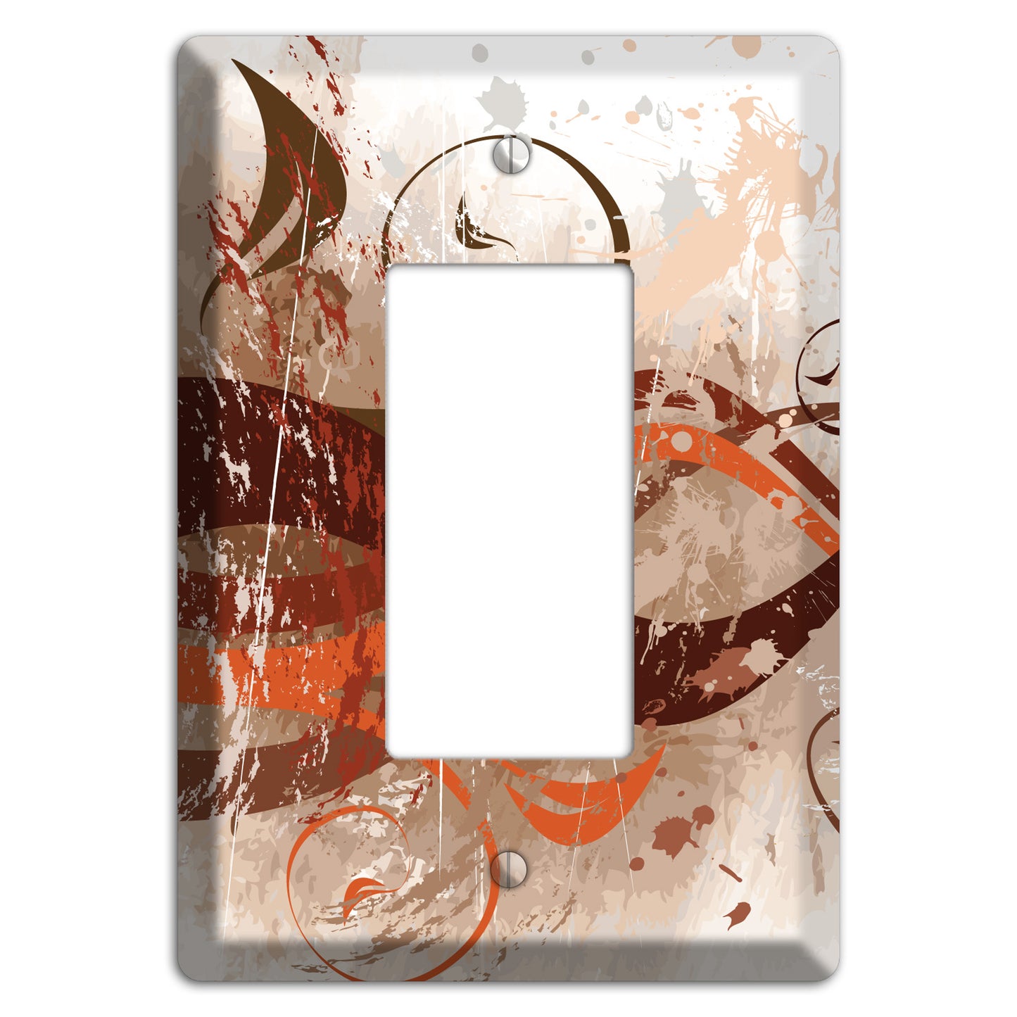 Brown Maroon Orange Swirl and Splatter Rocker Wallplate