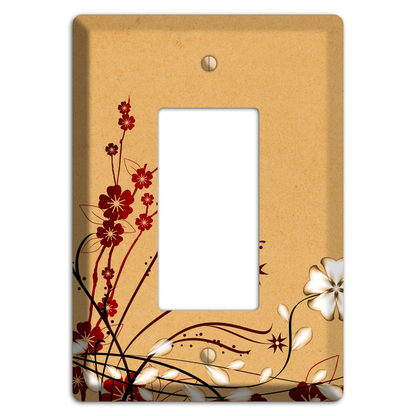 Delicate Red Flowers Rocker Wallplate