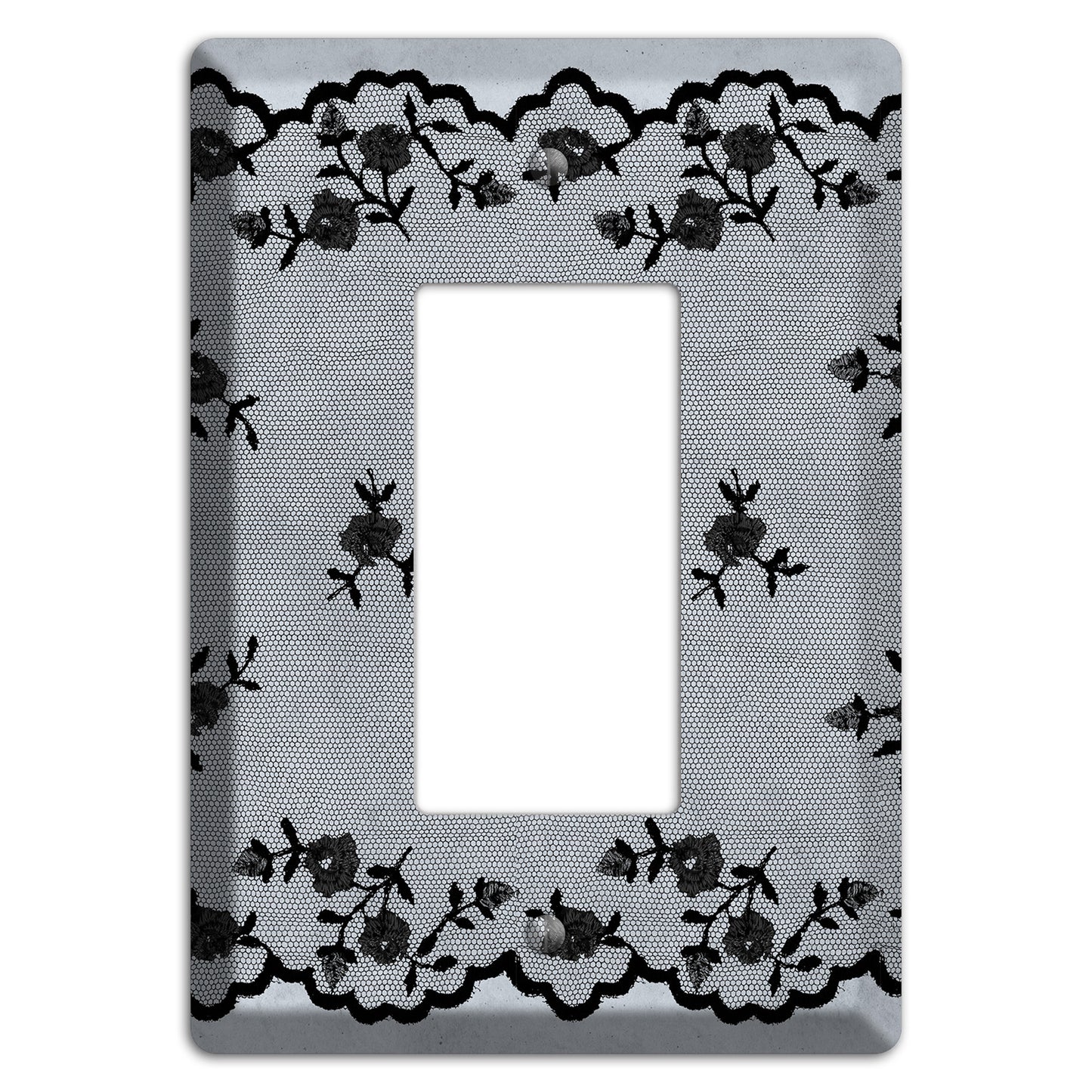 Embroidered Floral Gray Rocker Wallplate