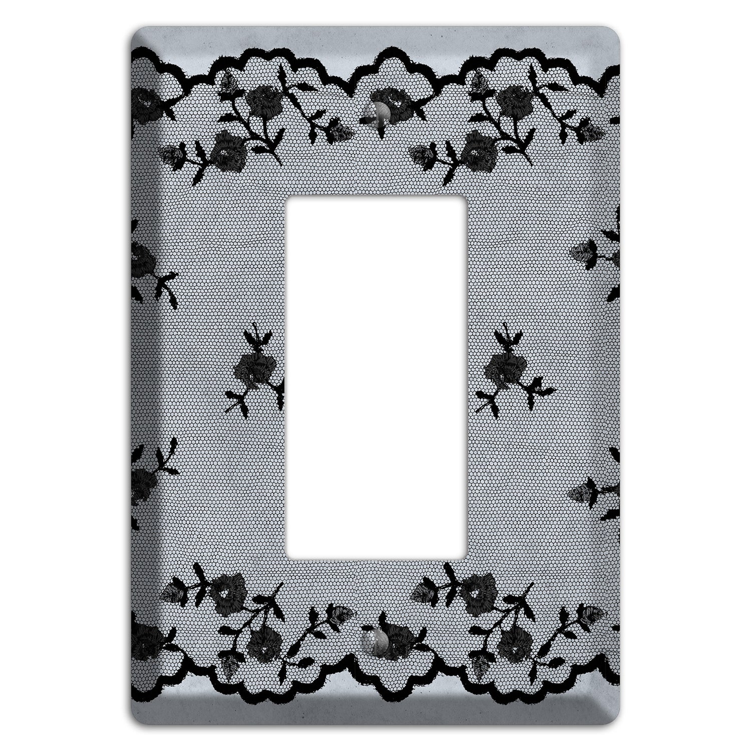 Embroidered Floral Gray Rocker Wallplate