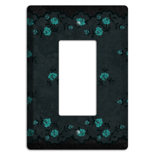 Embroidered Floral Black Rocker Wallplate