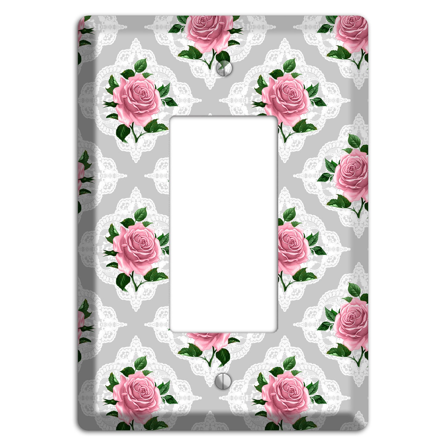 Gray Rose Doily Rocker Wallplate