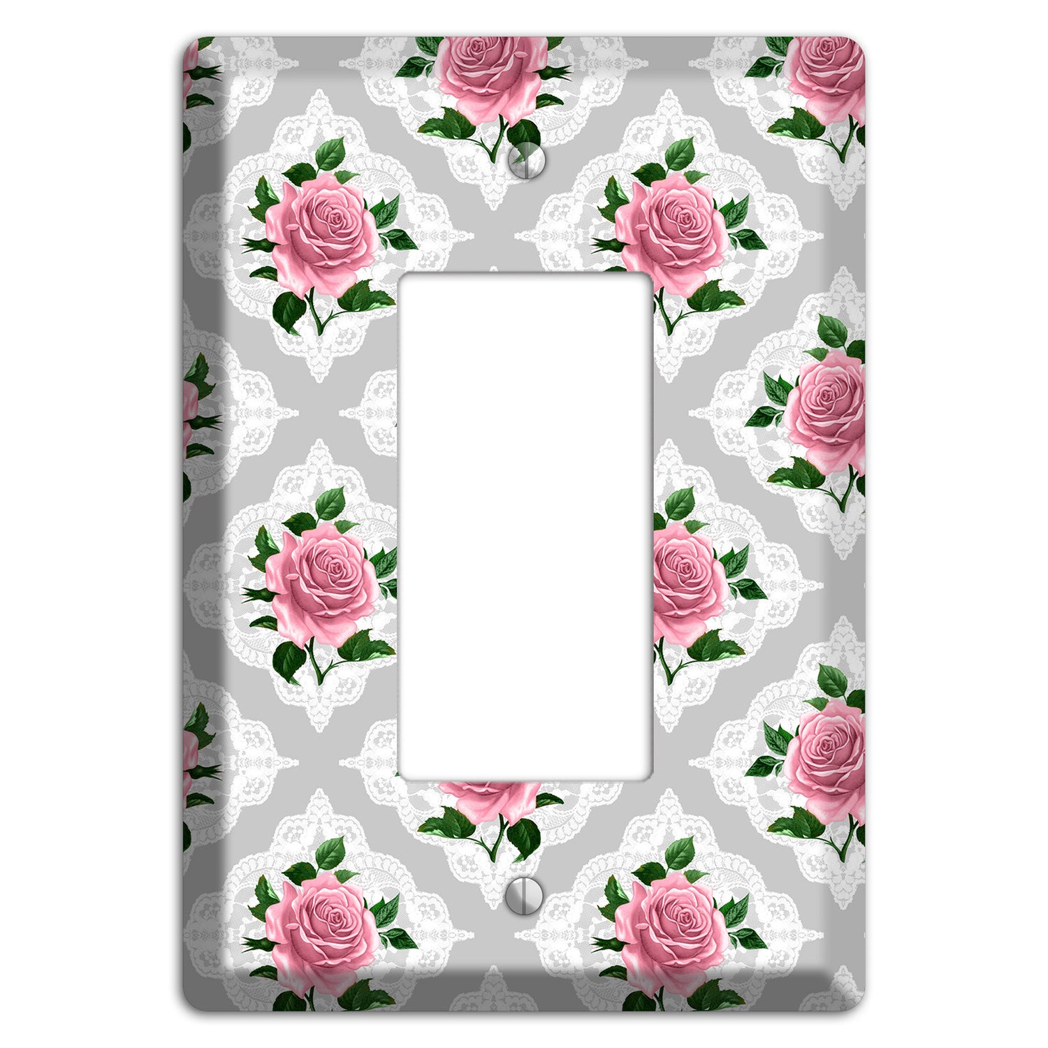 Gray Rose Doily Rocker Wallplate