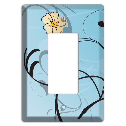 Blue Flower with Swirl Rocker Wallplate