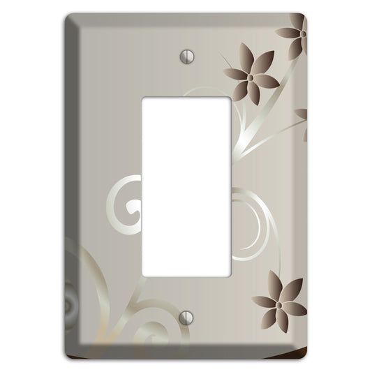 Grey Floral Swirl Sprig Rocker Wallplate