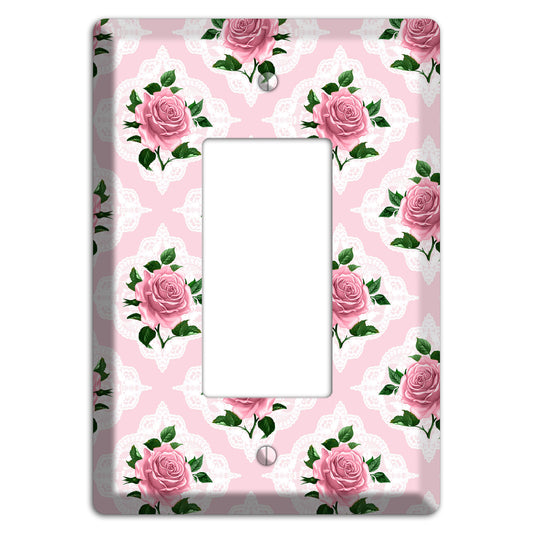 Pink Rose Doily Rocker Wallplate