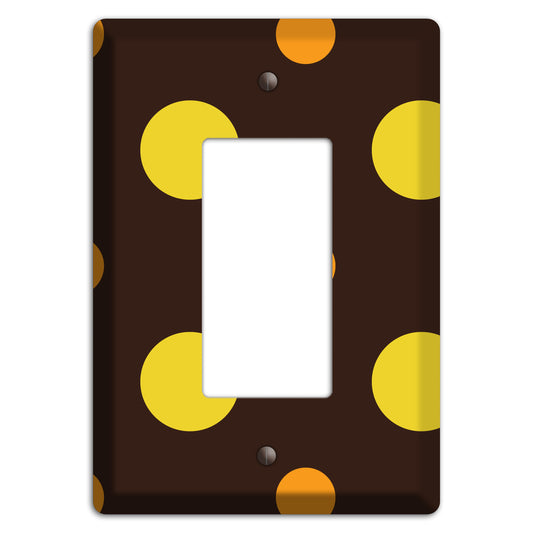 Black with Yellow and Orange Multi Medium Polka Dots Rocker Wallplate