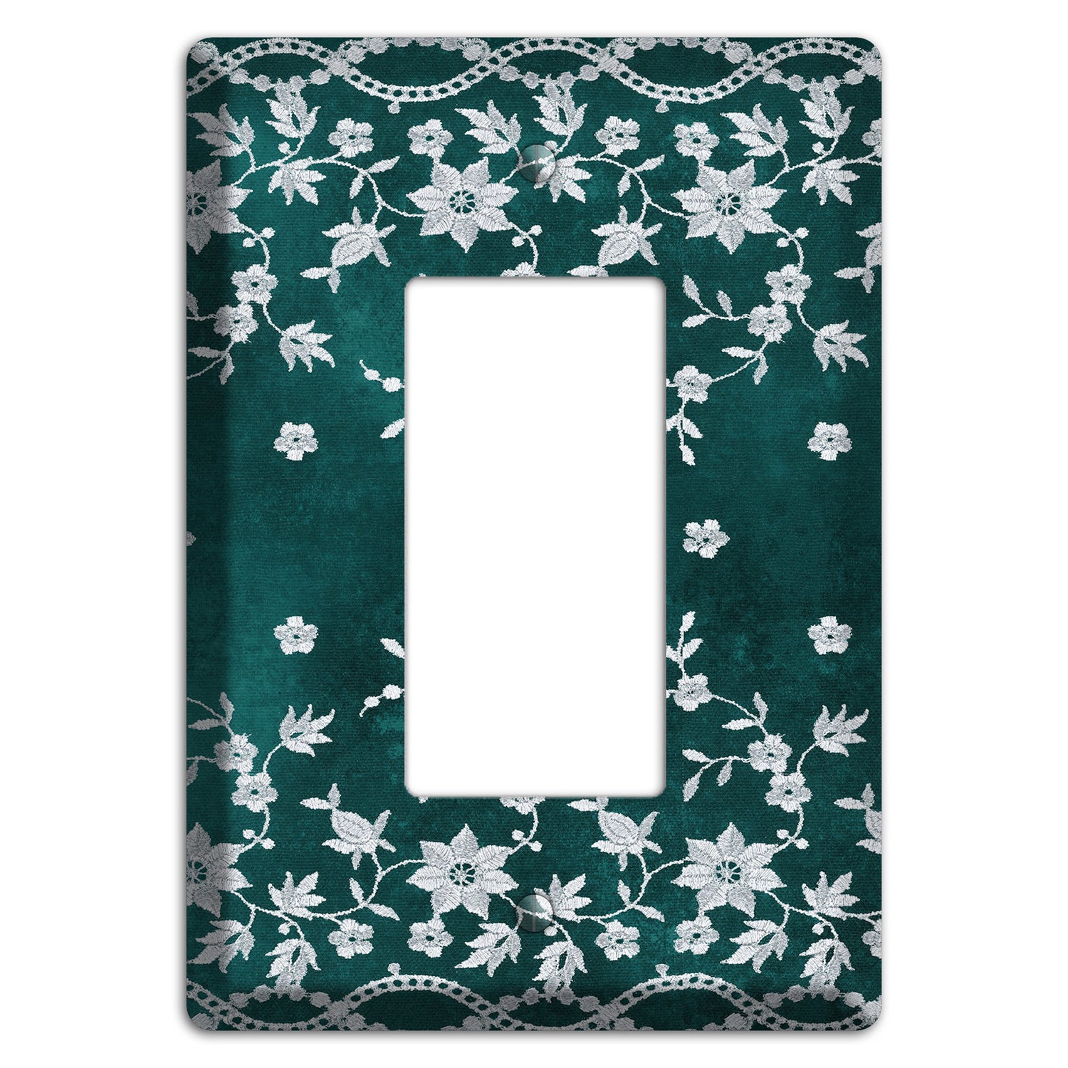 Embroidered Floral Teal Rocker Wallplate