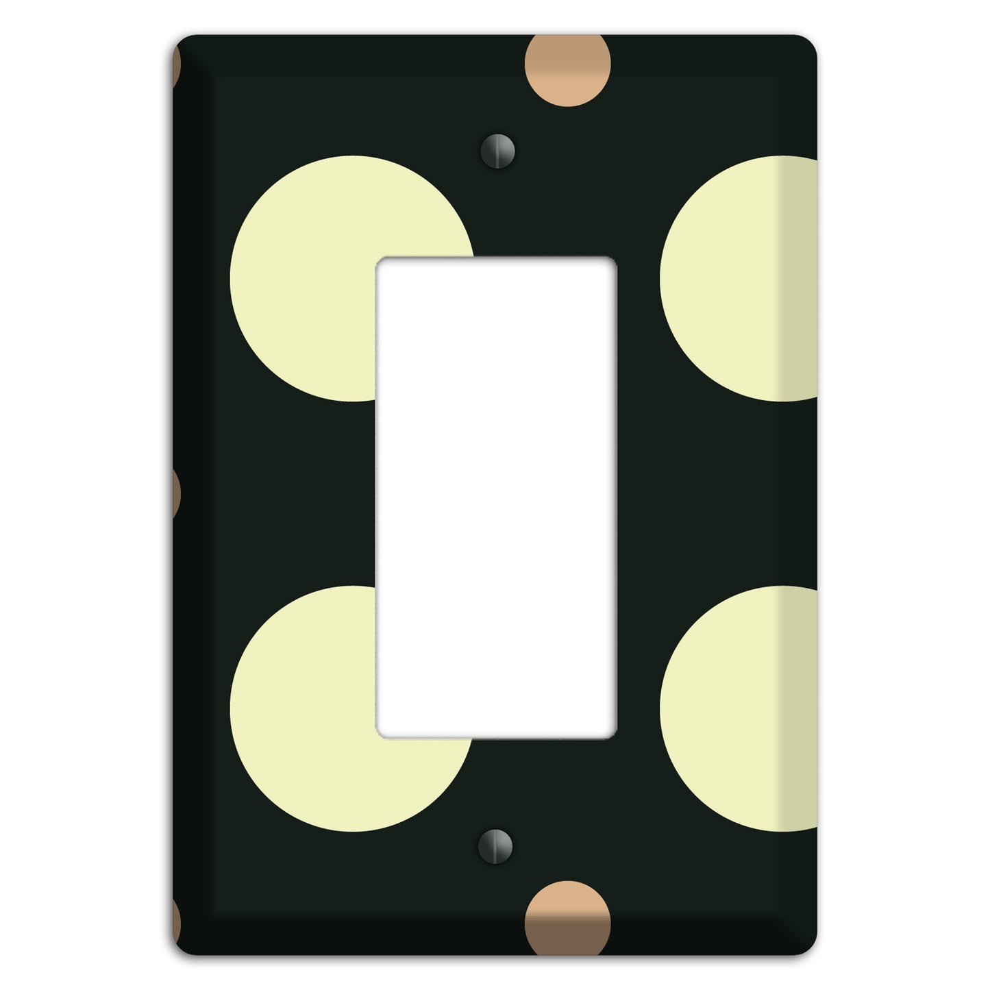 Black with Yellow and Mauve Multi Medium Polka Dots Rocker Wallplate