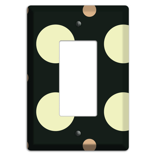 Black with Yellow and Mauve Multi Medium Polka Dots Rocker Wallplate