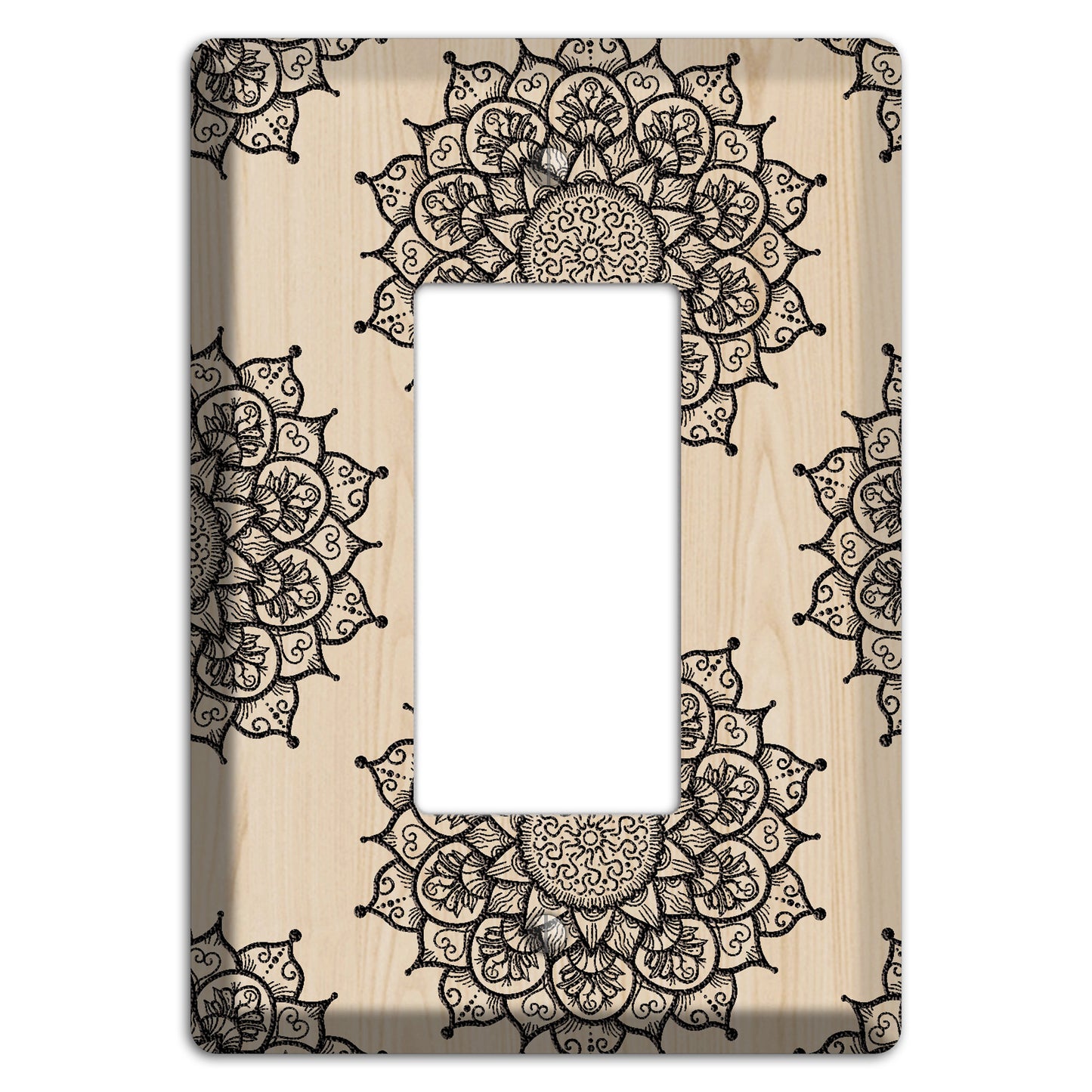 Mandala Black and White Style S Wood Lasered Rocker Wallplate