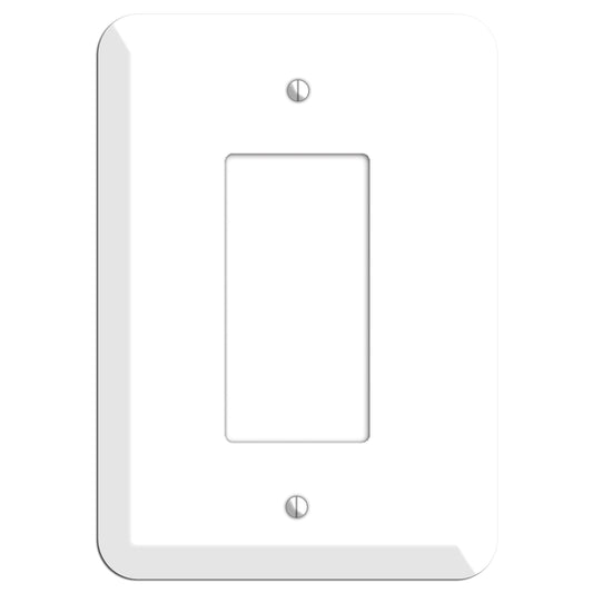 Rounded Corner White Metal Rocker Wallplate