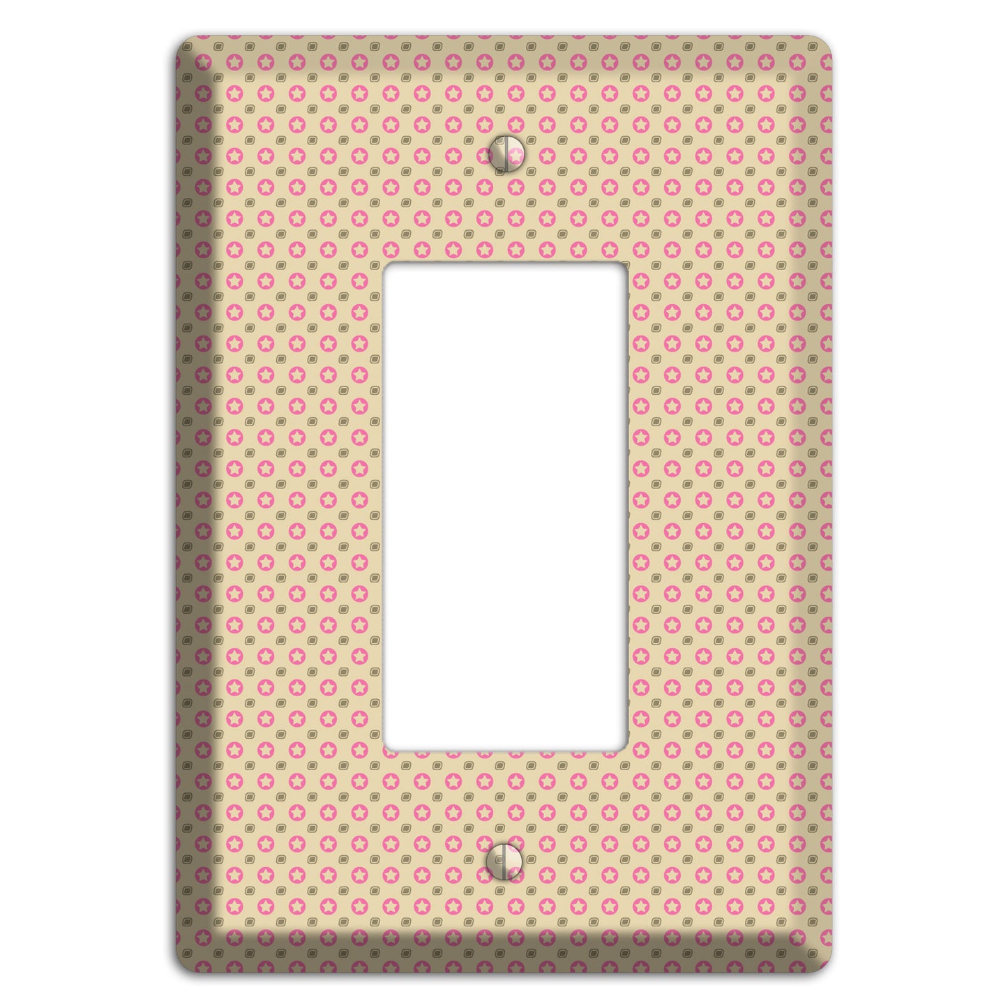 Beige with Pink Stars Rocker Wallplate