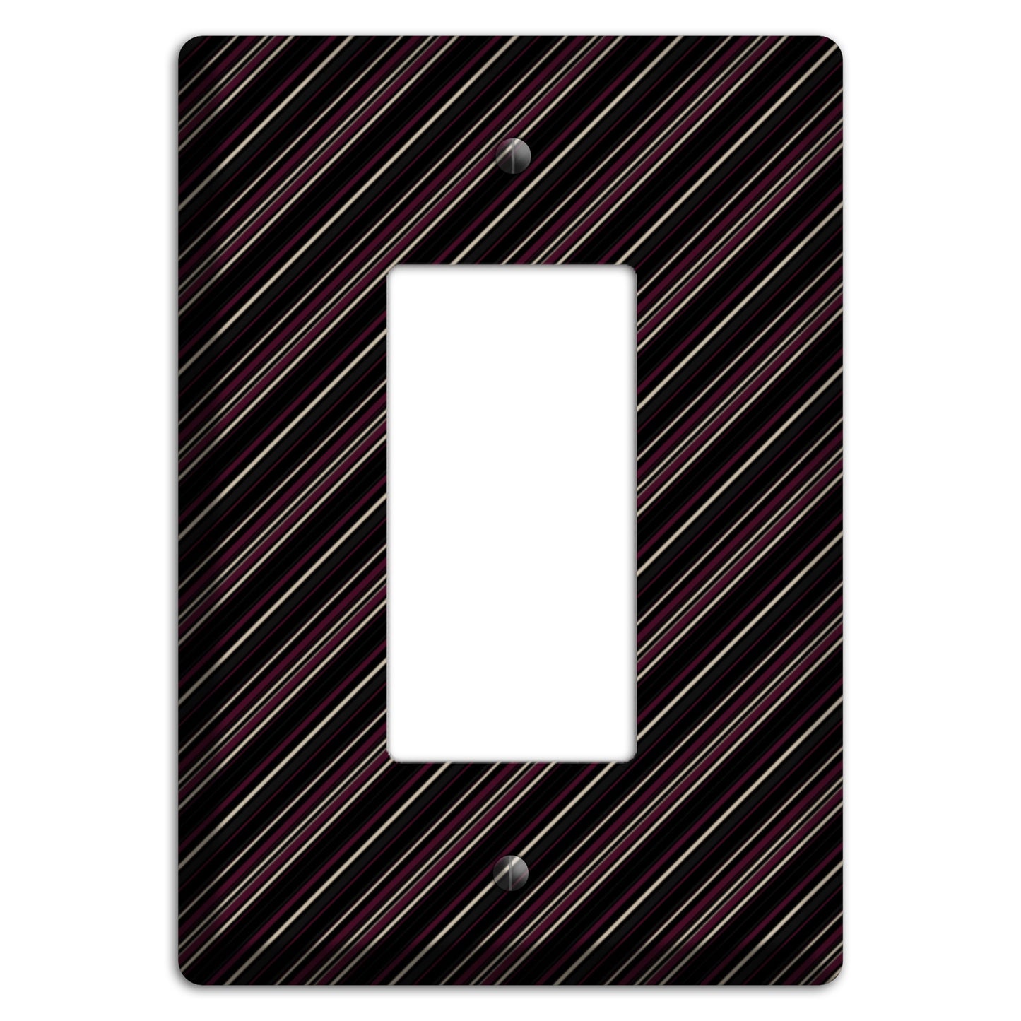 Black with White and Burgundy Angled Pinstripe Rocker Wallplate