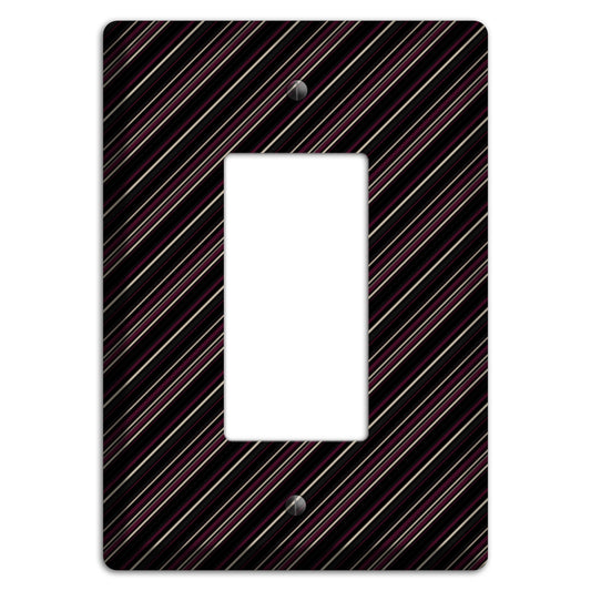 Black with White and Burgundy Angled Pinstripe Rocker Wallplate