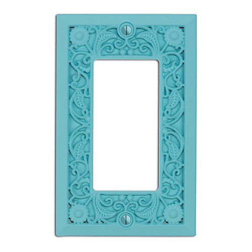 Gulf Blue Filigree Shabby Chic 1 Rocker (GFI):Wallplatesonline.com