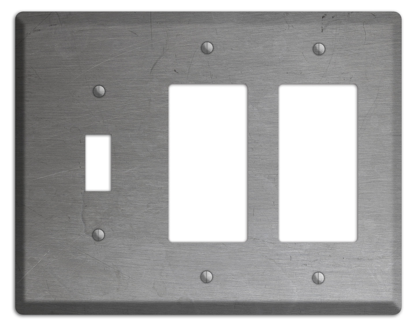 Raw Steel Toggle / 2 Rocker Wallplate