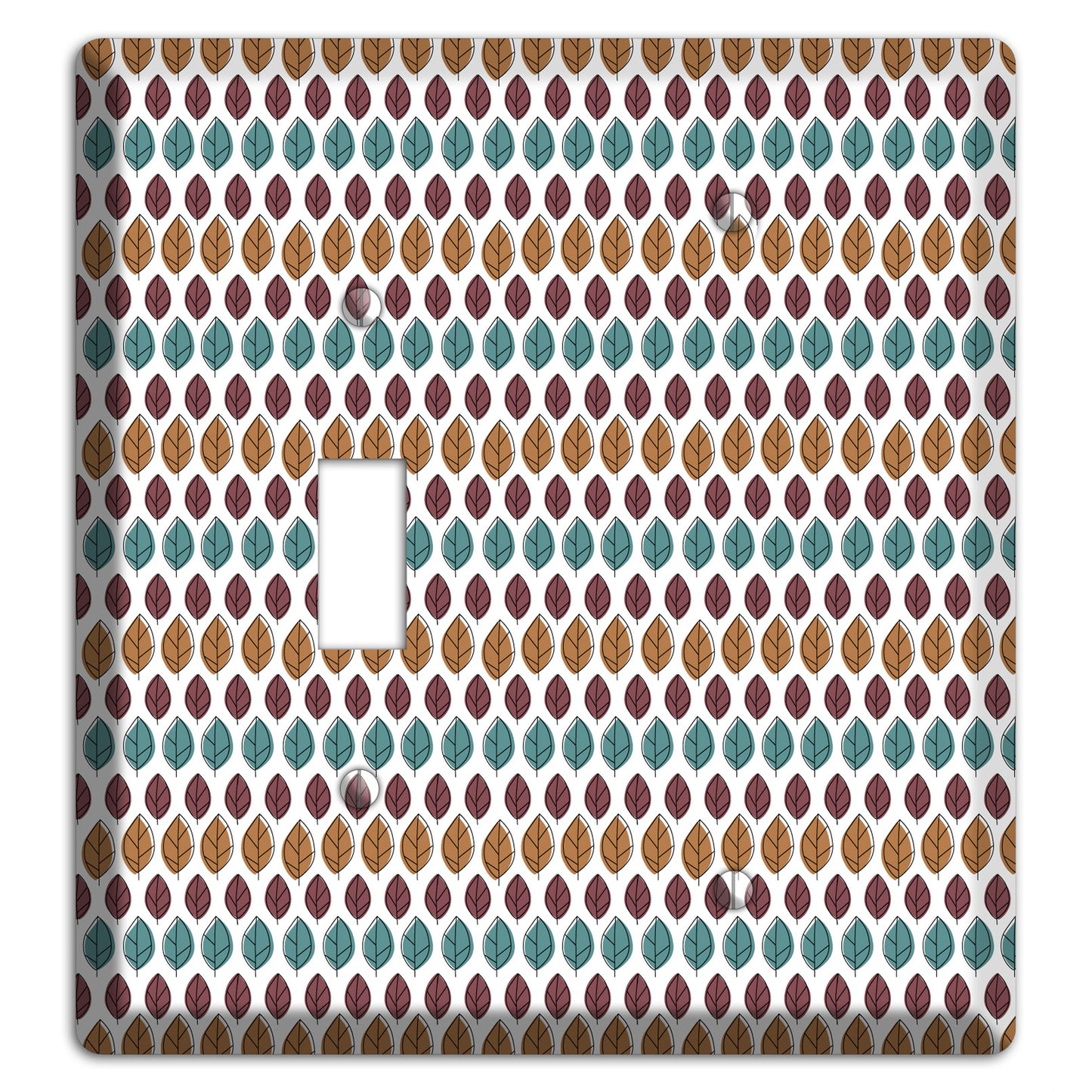 Multi Brown Dusty Blue Leaf Contour Toggle / Blank Wallplate