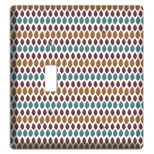 Multi Brown Dusty Blue Leaf Contour Toggle / Blank Wallplate