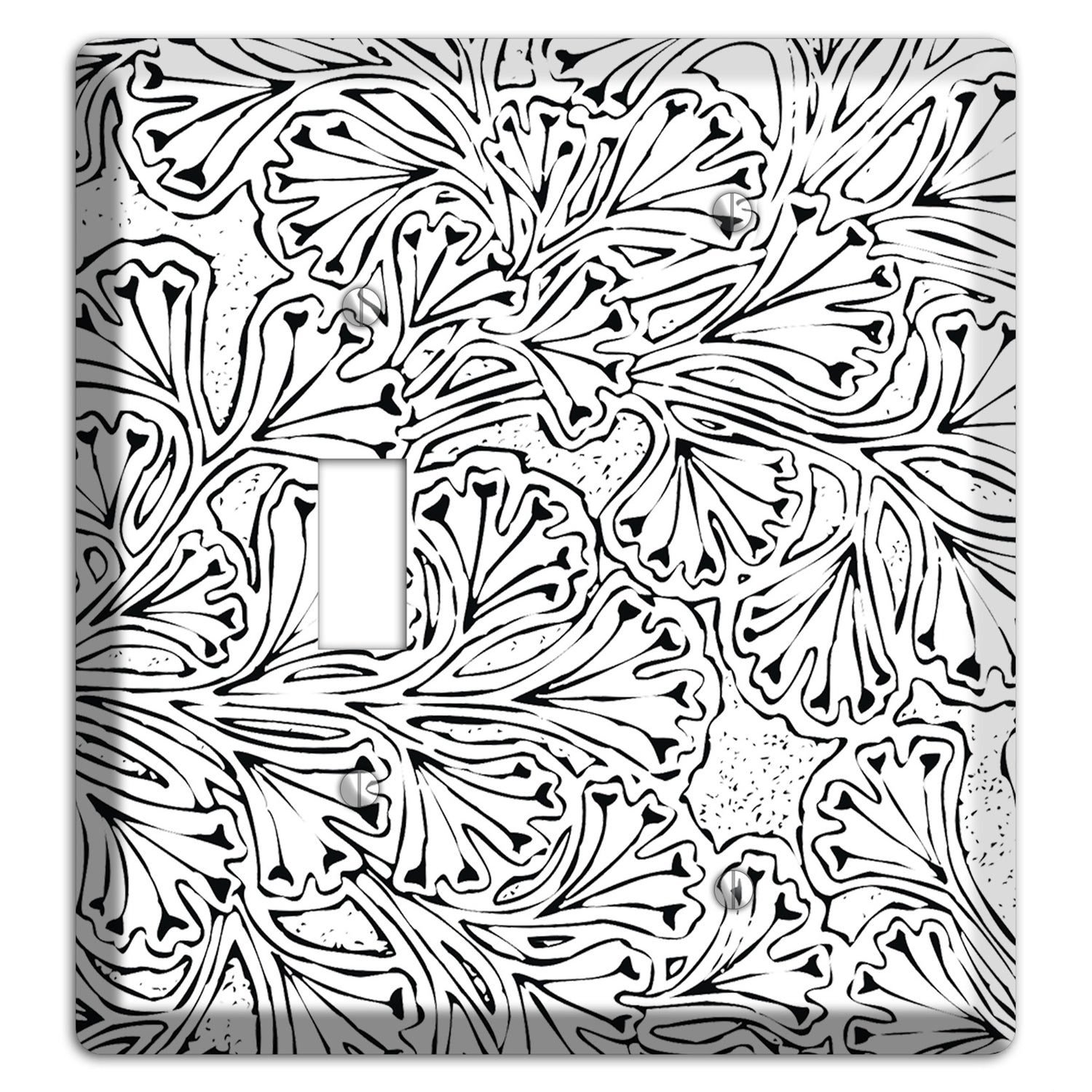 Deco White with Black Interlocking Floral Toggle / Blank Wallplate