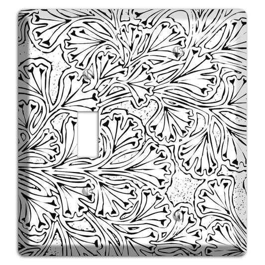 Deco White with Black Interlocking Floral Toggle / Blank Wallplate