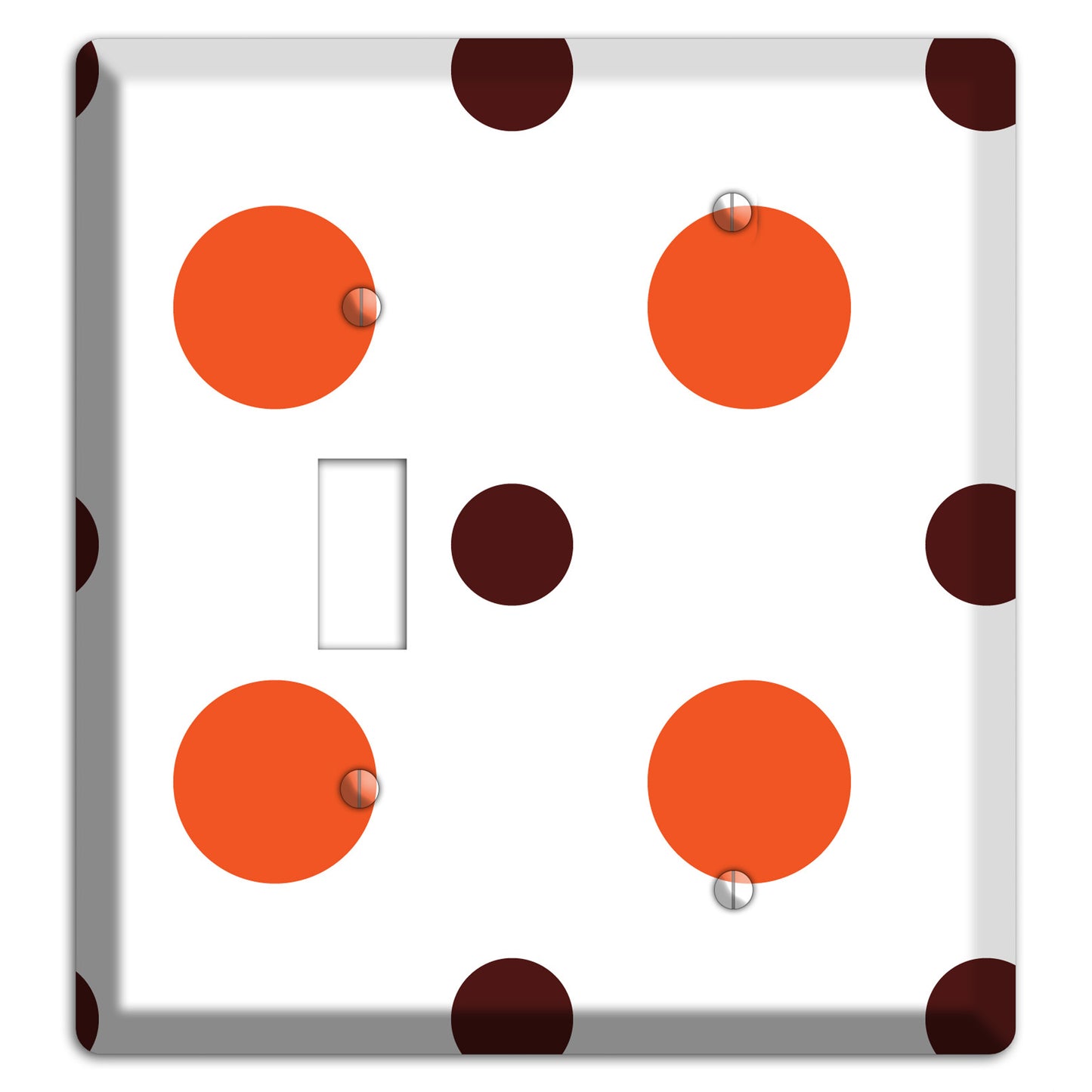 Coral and Brown Multi Medium Polka Dots 2 Toggle / Blank Wallplate