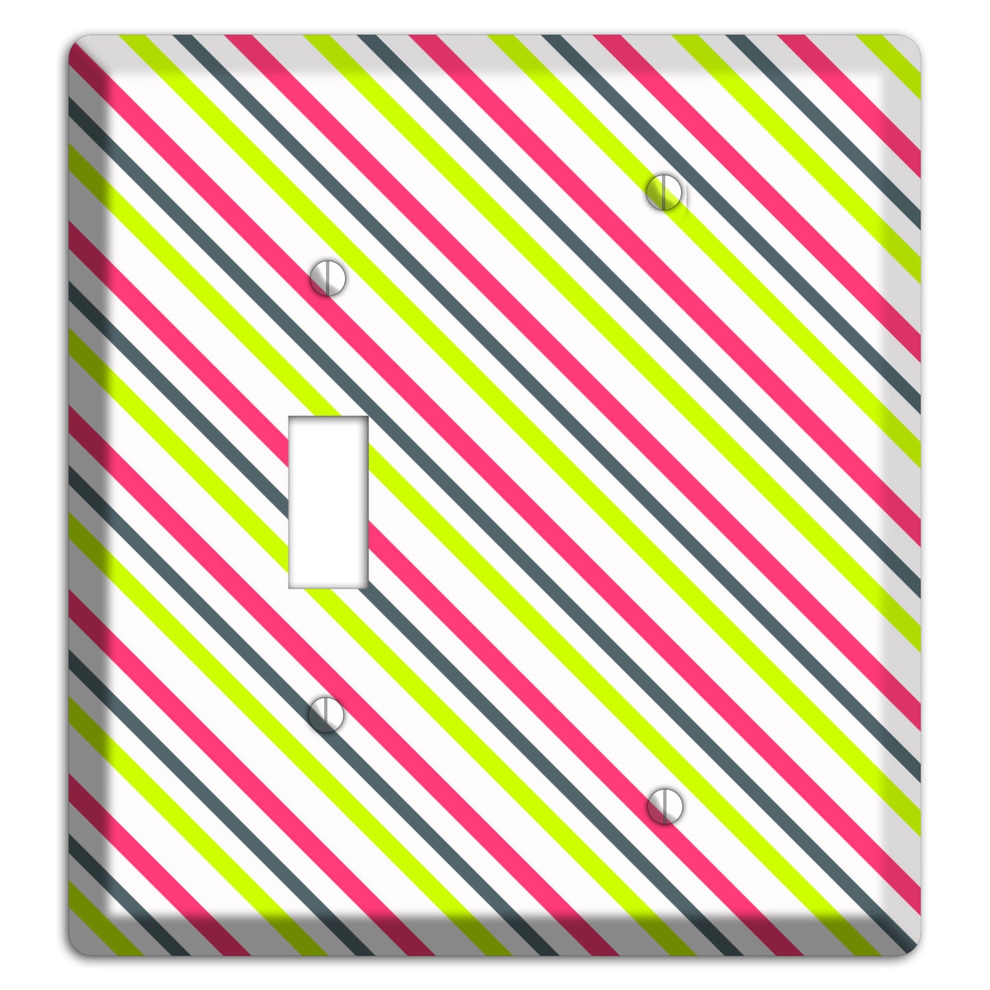 Fuschia and Lime Angled Stripe Toggle / Blank Wallplate